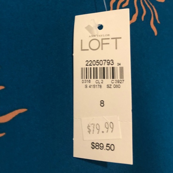 Blue LOFT dress, knee length, long sleeves. - Picture 2 of 2